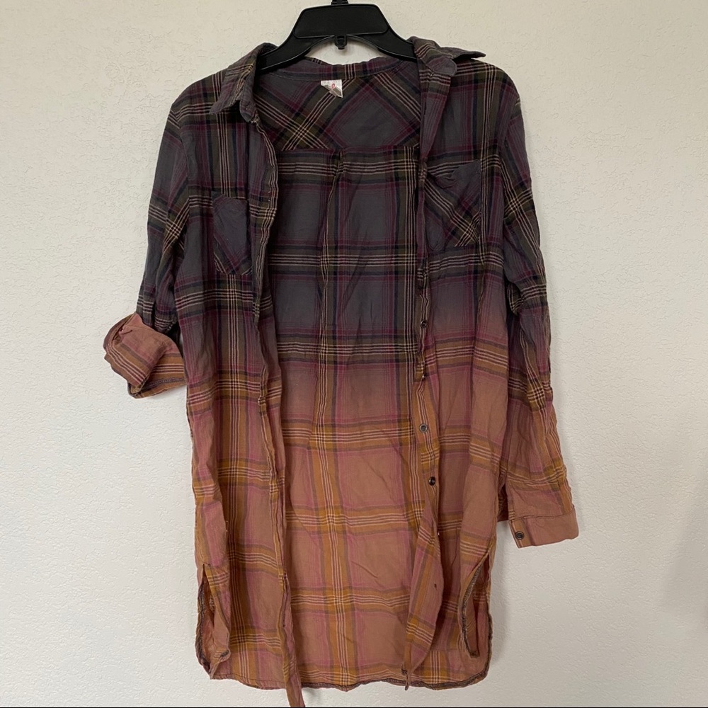 Plaid button up tunic